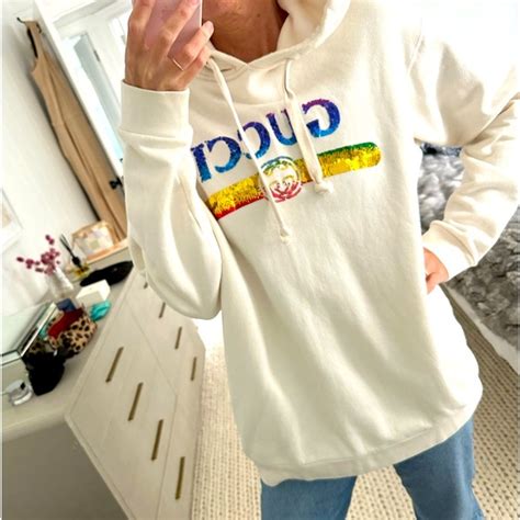 gucci rainbow sequin hoodie|original Gucci hoodie.